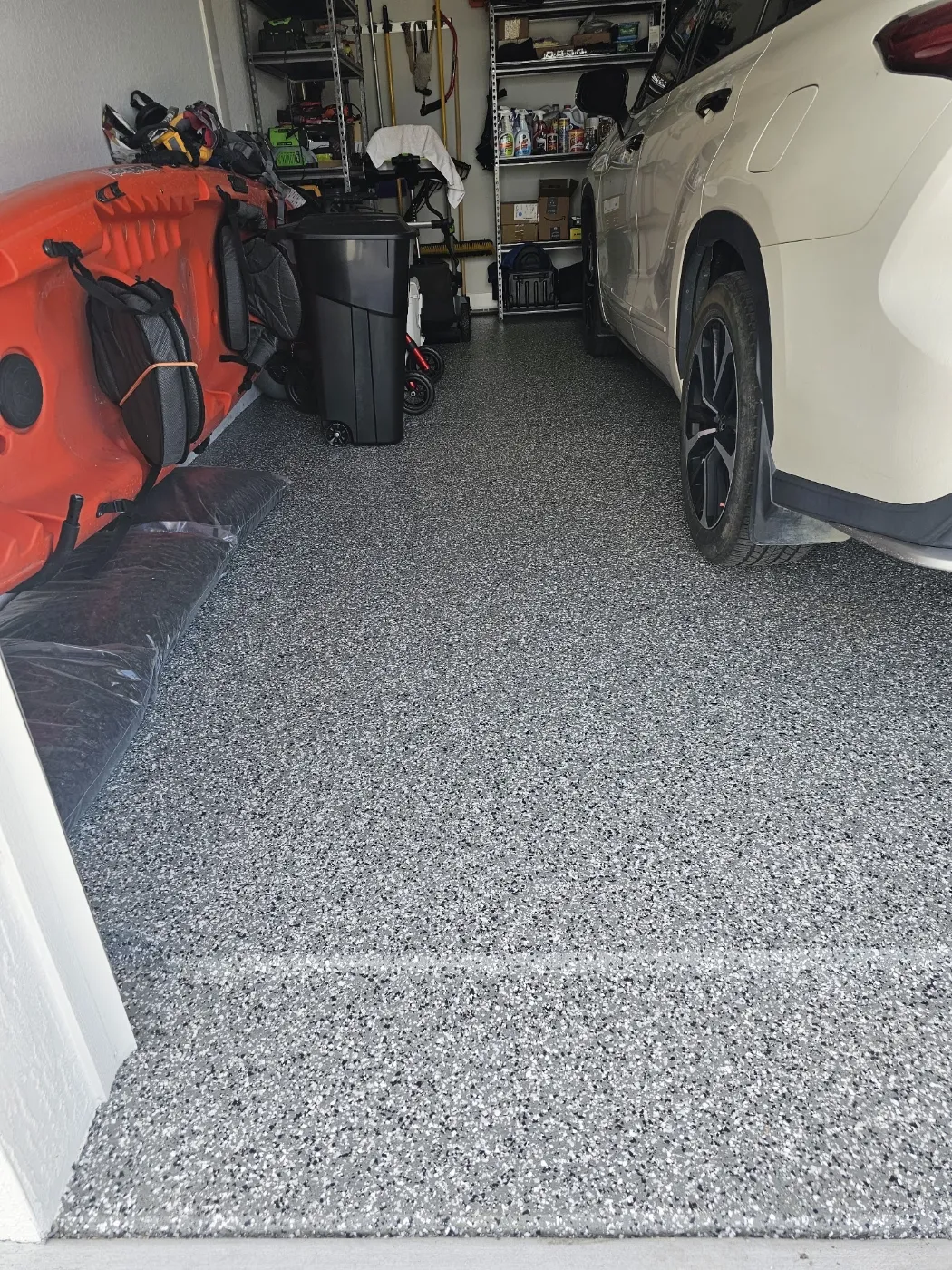 Gray Flake Garage Floor Coating by Elite Epoxy Surfaces, Central Florida